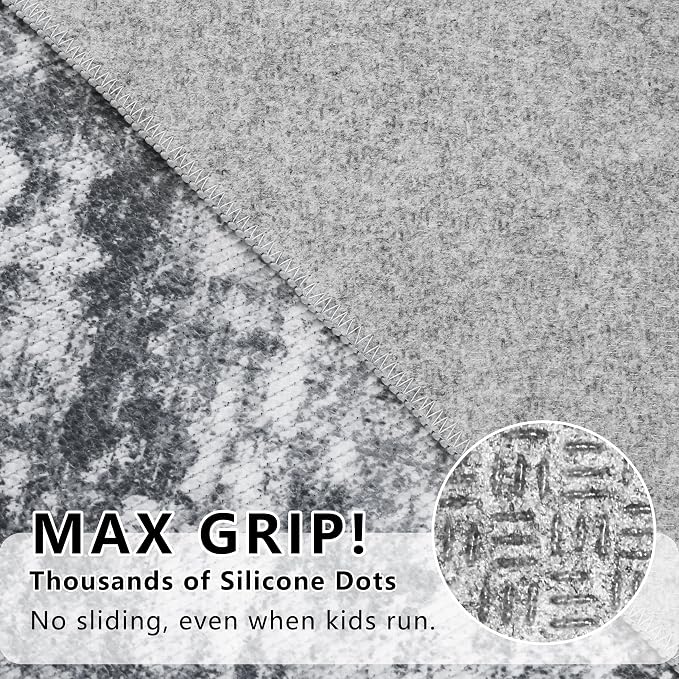 Runners for Hallways Ultra Non-Slip 2x10 Long Runner Rugs Washable Abstract Tear and Stain Resistance No Pile Lightweight Modern Rug Runners for Entryway, Kitchen, Walkway, Entrance, Gray