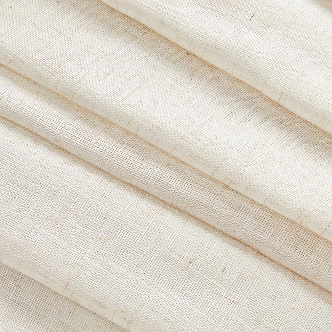 MYSKY HOME Farmhouse Kitchen Curtains 54 inches Long, Boho Curtain Panels Farmhouse Style Flax Linen Polyester Blend Texture for Home Decor, Light Soften Privacy Drapes, Linen, Pack-2