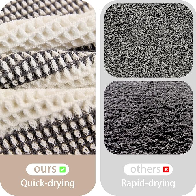 Waffle Bath Mat Non Slip, Boho Bathroom Rug, Super Absorbent Quick Dry Bathroom Mat, Soft Farmhouse Bath Rug with Tassels, Small Washable Shower Mats for Floor 16"x24", White and Black