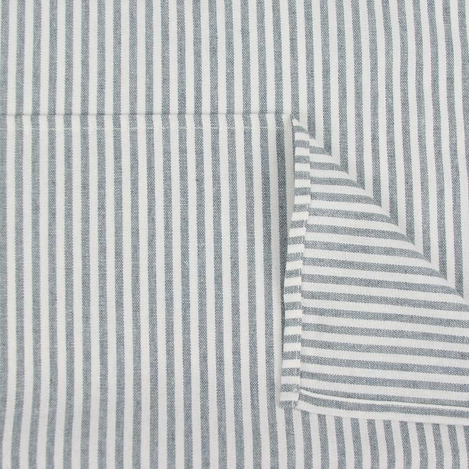 Plain Striped Cotton Linen Blended Dinner Cloth Napkins - Set of 12 (17 x 17 inches) - for Events & Home Use (Ocean)