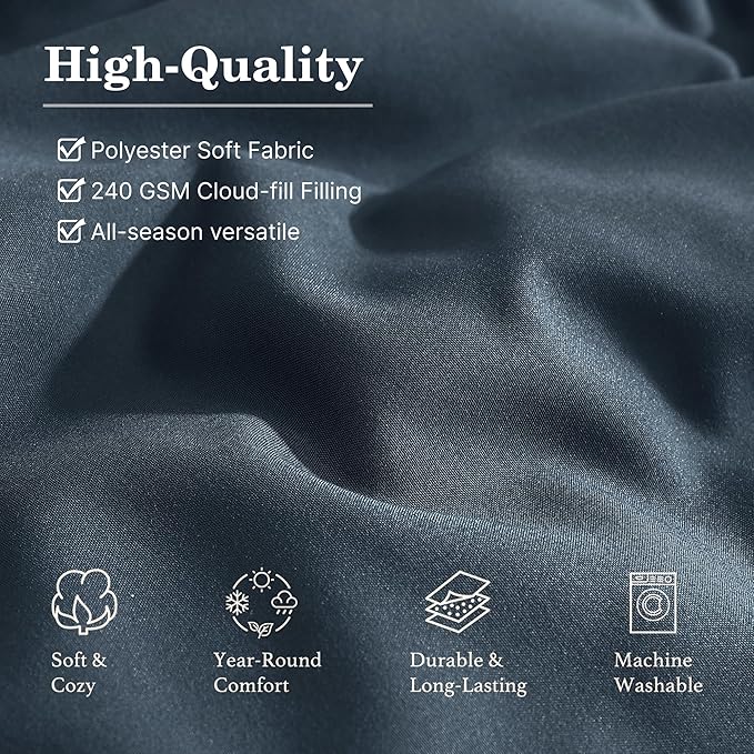 Monbix Twin XL Size Comforter Set - Extra Long 5 Pieces Dorm Bedding Sets, Quilting Design Fluffy Bed in a Bag Twin XL with Sheets, Pillowcase & Sham(Blue Grey)