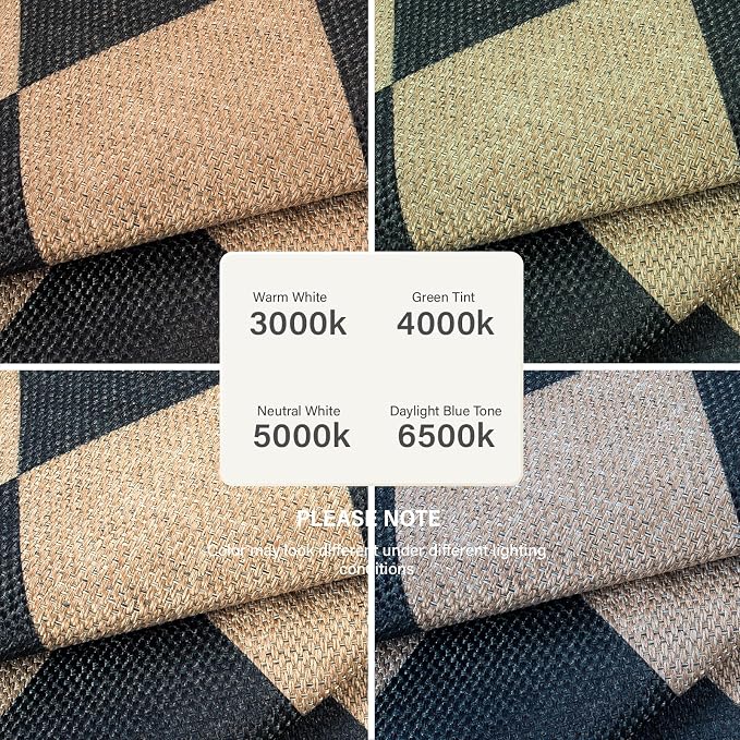Lahome Colette Checkered Round Rug 3ft, Circle Indoor Outdoor Entryway Patio Rug Washable Easy Jute Rug, Farmhouse Non Slip Small Round Rugs for Bedroom Porch Living Room Decor