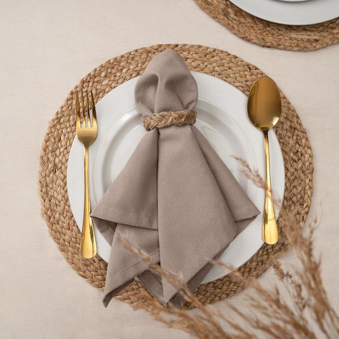 Blue Needles Solid Cloth Napkins Set of 12 Chocolate Brown 100% Cotton Dinner Napkins 18x18 inches - Reusable, Absorbent & Washable, Ideal for Wedding Events Farmhouse Parties Hotel & Everyday Use