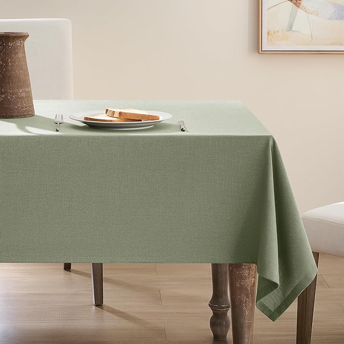 Sage Rectangle Tablecloth 55 x 72 Inch Small Light Green Linen Table Cloth Wrinkle Resistant Washable Fabric Cloth Tablecloth for Buffet 4 Ft Table Holiday Party Dinner Wedding