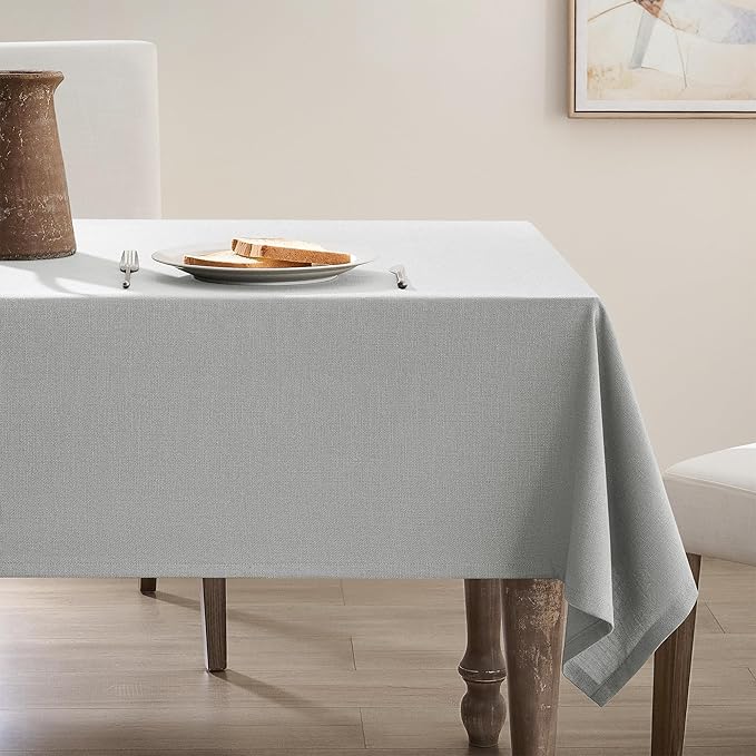 Grey Rectangle Tablecloth 55 x 72 Inch Small Gray Linen Table Cloth Wrinkle Resistant Washable Fabric Cloth Tablecloth for Buffet 4 Ft Table Holiday Party Dinner Wedding