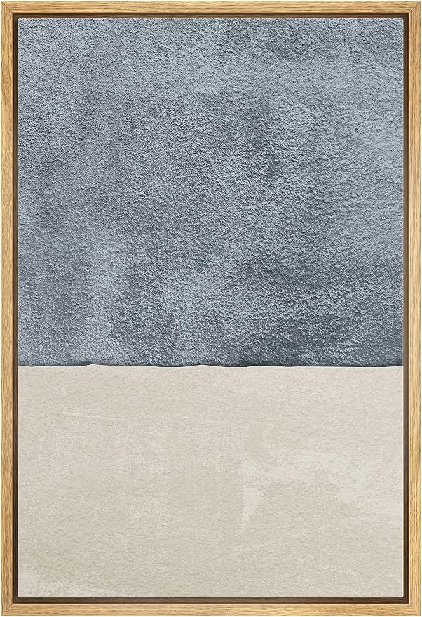 IDEA4WALL Framed Canvas Print Wall Art Mid-Century Watercolor Blue Gray Color Block Abstract Shapes Illustrations Modern Art Decorative Relax/Calm for Living Room, Bedroom, Office - 16"x24" Natural