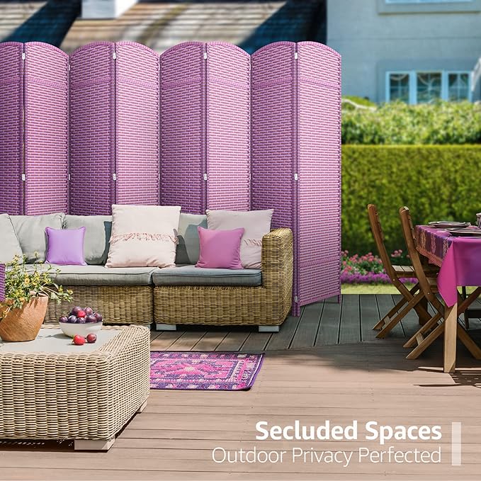 Sorbus 8 Panel Room Divider 6 ft. Tall - Privacy Screen, Extra Wide Double Hinged Panels, Mesh Hand-Woven Design, Partition Room Dividers and Folding Privacy Screens, Wall Divider for Room Separation