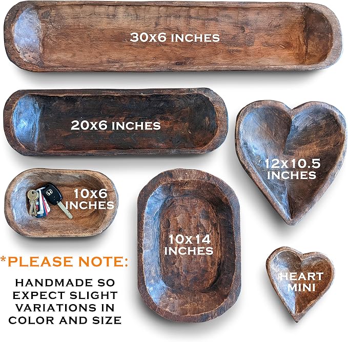MAINEVENT Decorative Bowl Home Decor Approx 10x14 Inch, Spanish Oak Wooden Dining Room Table Centerpiece Decor Wood Bowl Key Decorative Centerpiece Baguette Bowl Made in USA