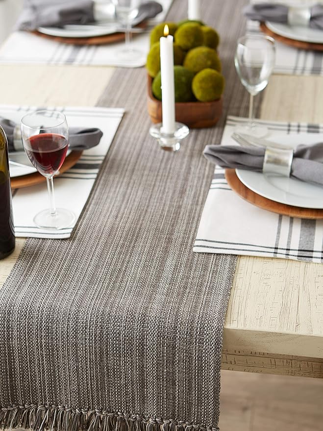 DII Variegated Tabletop Collection, Table Runner3x108, Gray