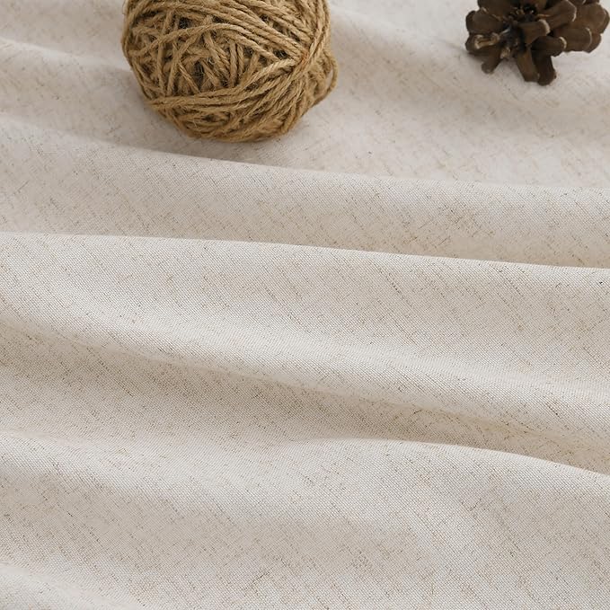 Ivory White Pinch Pleated Linen Curtains 84 Inches Long for Bedroom Farmhouse Modern Semi Sheer Drapes with Rod Pocket Hooks Light Filtering Window Treatments for Living Room Laundry Room 40x84 Inch