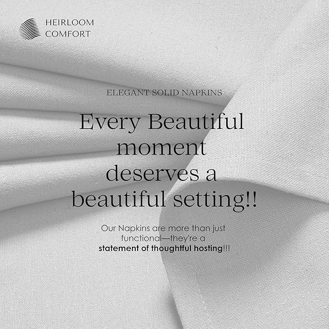 White Cloth Dinner Napkins 17x17 Inches - Set of 6 - Absorbent, Soft, Reusable, Washable - 100% Cotton, Hotel Quality Table Linen for Weddings, Baby Showers, Spring, Easter