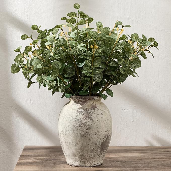 5.94" Ceramic Vase for Home Decor, Decorative Terracotta Farmhouse Rustic Vases for Living Room Kitchen Bedroom Bathroom Entryway Mantel Table, Pottery Vases for Pampas Grass Dried Fresh Flowers