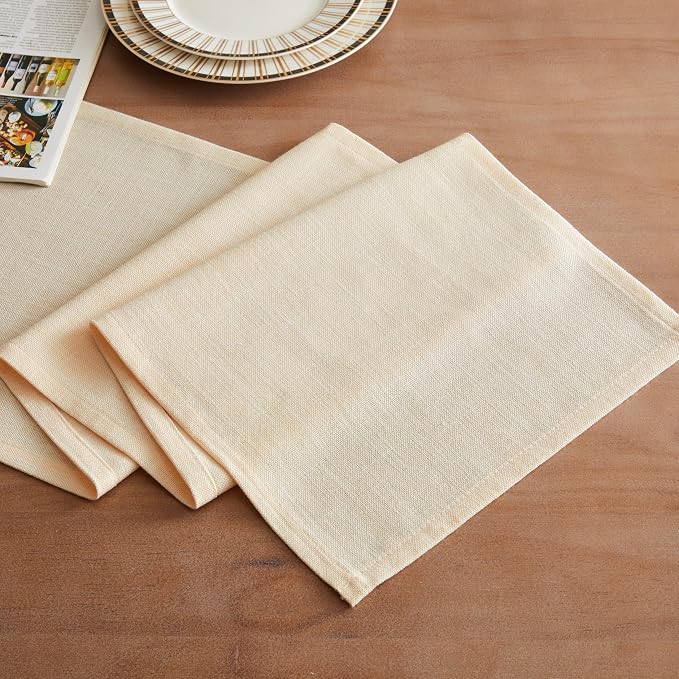 ZeeMart Rustic Cotton Linen Table Runner, 13x60 Inches Cream, Farmhouse Style Cream Table Runners 60 Inches Long, Washable Kitchen Dining Table Decoration for Home Party Decor