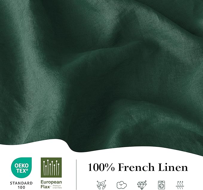 Linen World Linen Tablecloth,100% French Linen Green Tablecloth 90" x 60" Inch,Washable Rectangular Tablecloth for Dining,Outdoor,Weddings and Restaurants,Decorative Thanksgiving Christmas