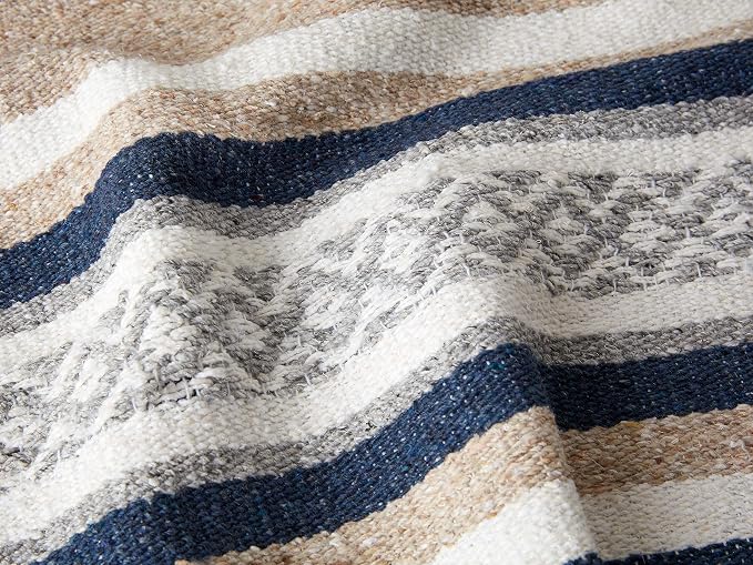 Mexican Blanket by Laguna Beach Textile Co - Beach, Yoga, Camping, or Decorative Throw Blanket - Traditional Handmade Serape (Slate & Sand)