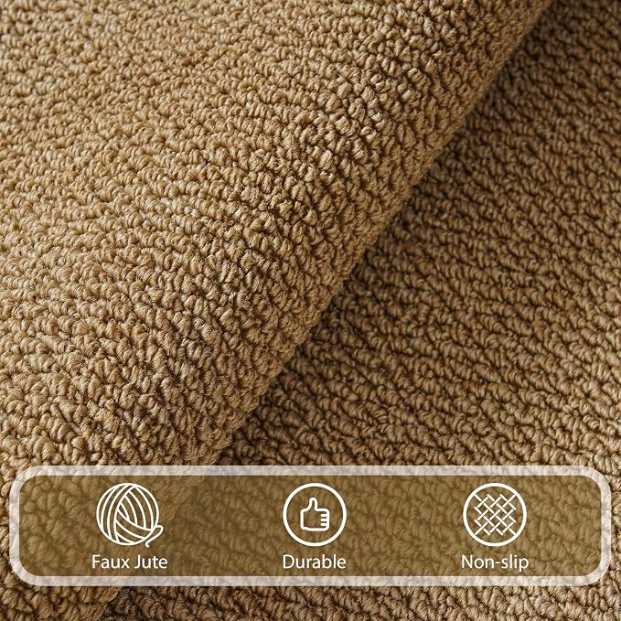 Softlife Hallway Runner Rug 2x6 ft Faux Jute Rugs Washable Entryway Rug Hall Carpet Runner Modern Farmhouse Laundry Kitchen Room Mat Long Carpet for Bathroom, Brown