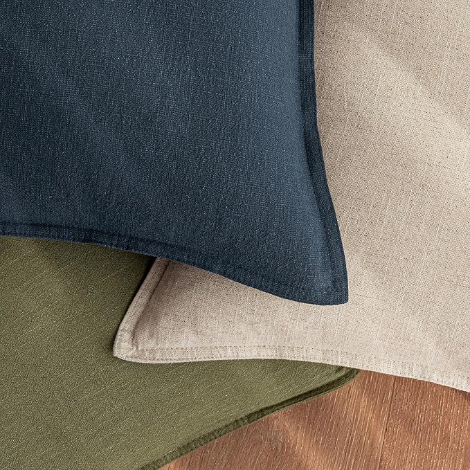 20x20 Inch Set of 2 Decorative Linen Solid Throw Pillow Covers Boho Accent Farmhouse Pillowcases Modern Netural Spring Home Decor for Couch Sofa Living Room Bed,Olive Green