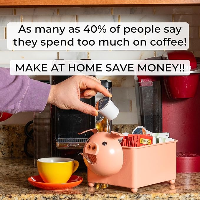 Made Easy Kit Coffee Pod Basket Organizer Practical Decoration - Compatible with Keurig K-Cup Pods & Capsules - Home Cafe Bar Decor Useful Kitchen Countertop Freestanding (Pig Square)