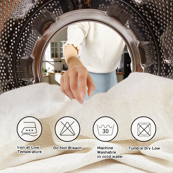 MYSKY HOME Farmhouse Kitchen Curtains 54 inches Long, Boho Curtain Panels Farmhouse Style Flax Linen Polyester Blend Texture for Home Decor, Light Soften Privacy Drapes, Linen, Pack-2