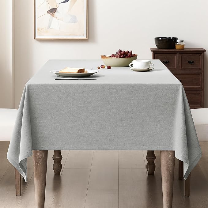 Grey Rectangle Tablecloth 55 x 102 Inch Gray Linen Table Cloth for 6 Foot Rectangle Table Wrinkle Resistant Washable Fabric Cloth Tablecloth for Buffet Holiday Party Dinner Wedding