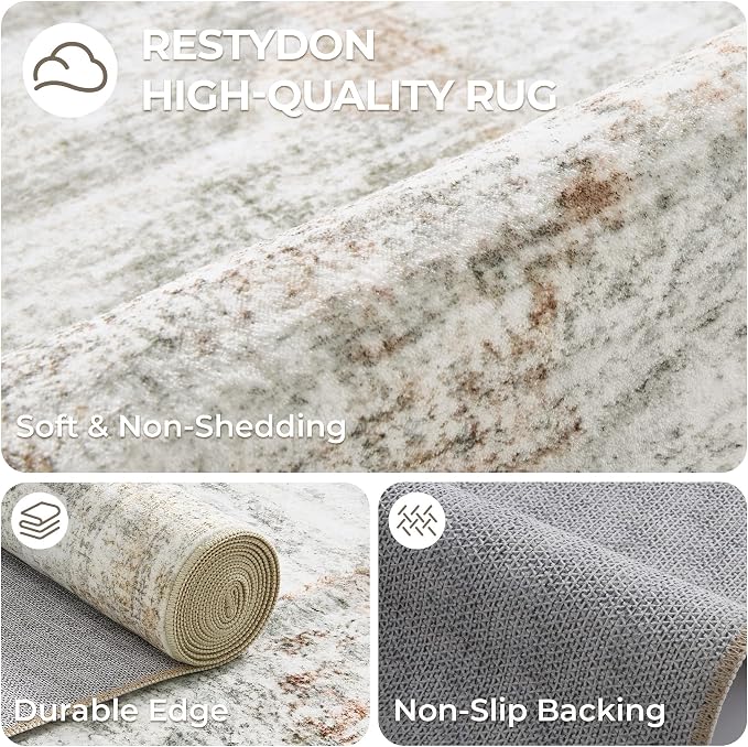 Long Bathroom Rugs Runner - Washable Runner Rugs for Hallway 2x10, Ultra-Thin Soft Kitchen Carpet Runner, Anti Slip Backing Runner Rugs for Entrance, Bedroom, Living Room(2'x10', Grey/Rust)