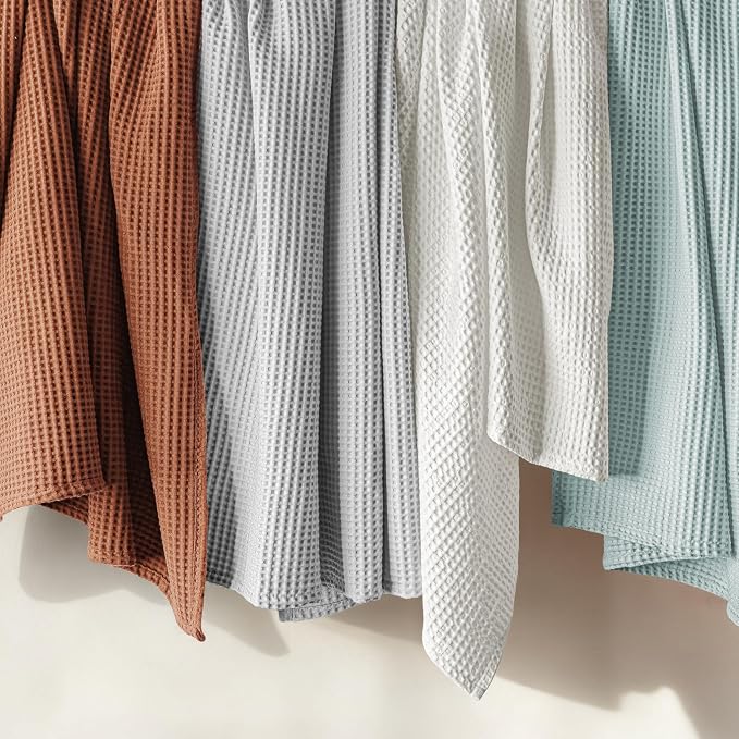Exclusivo Mezcla 100% Cotton Waffle Blanket Queen Size for Bed, Lightweight and Breathable Gauze Muslin Blanket for Summer, Moisture-Wicking, Home Decor, 90"x90", Burnt Orange