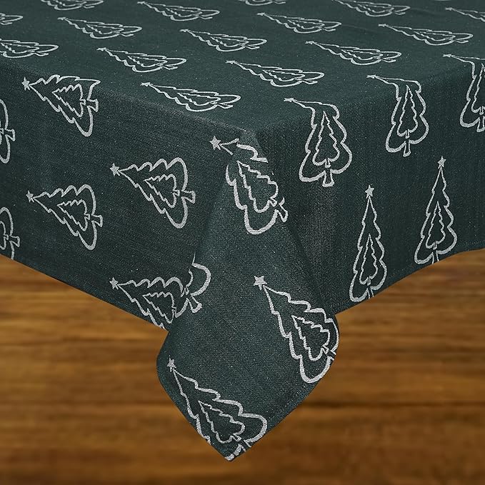 Urban Villa Table Cloth for Christmas Tabletop Cover Kitchen Dining Tablecloth 100% Cotton Great Parties Wedding Holiday Jacquard Tree Rectangle 60X84 Inches 6-8 Seats Table Cloth