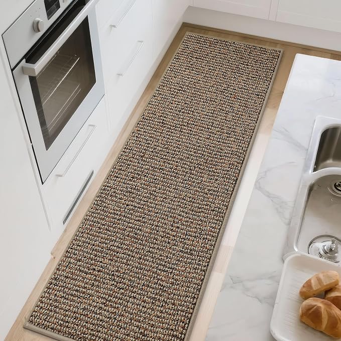 BEQHAUSE Kitchen Runner Rugs 24"x72", Non-Slip Kitchen Mats for Floor, Super Absorbent and Stain Resistant Kitchen Rug, Machine Washable Rugs for Kitchen, Hallway, Laundry & Sink, Taupe
