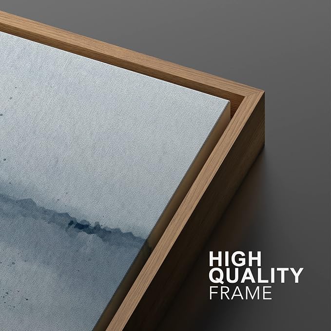 SIGNWIN Framed Canvas Print Wall Art Set Pastel Blue Minimal Landscape Abstract Shapes Illustration Modern Art Decorative Nordic Chic Relax/Zen for Living Room, Bedroom, Office - 24"x36"x2 Natural