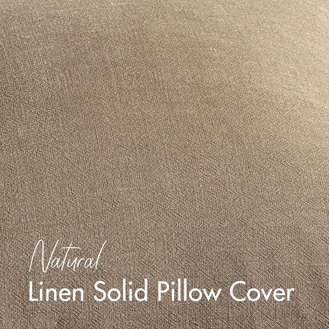 28x28 Inch Euro Sham Set of 2 Decorative Linen Solid Throw Pillow Covers Boho Accent Farmhouse Couch Pillowcases Modern Netural Home Decor for Bed Couch Sofa Living Room,Light Brown