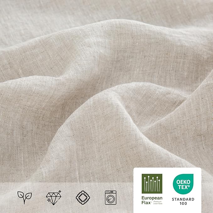 Linen World Ruffle Linen Tablecloth,100% French Linen Natural Tablecloth 120" x 60" Inch,Washable Rectangular Tablecloth for Dining,Outdoor,Weddings and Restaurants,Decorative Thanksgiving Christmas