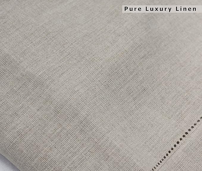 Genuine Linen Napkins - Set of 12 Cloth Napkins with Hemstitch Detail - Hand Crafted Pure Luxury Linen Reusable Lunch Dinner Napkin - Fall Summer Holiday Table - Large 18x18 Natural - COTTON CRAFT