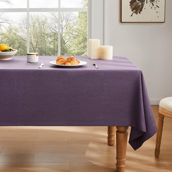 ZeeMart Basic Linen Textured Table Cloth, 60 x 60 Inch Purple, Farmhouse Style Purple Square Tablecloth, Wrinkle Resistant Washable Heavy Weight TableCloths