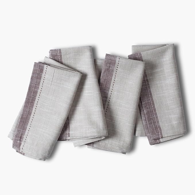 Palisa Cotton Cloth Dinner Napkins Set of 4 Contrast Boarder Napkin for Dinning Table Linen Decor Everyday Party Use Wedding Reception Farmhouse 18x18 Inch – Beige