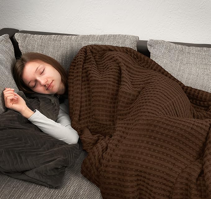 Utopia Bedding 100% Cotton Waffle Weave Blanket Queen Size for Bed - Lightweight, Breathable Summer Blankets Soft and Cozy, Gifts for Women Home Room Decor (Brown, 90x90 Inch)