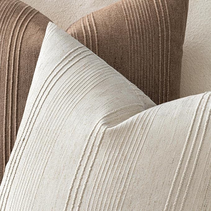 MIULEE Striped Throw Pillow Covers 22x22 Decorative Textured Pillow Covers Pack of 2 Linen Cushion Cases for Couch Bed Sofa Livingroom Farmhouse Home Decor, Natural Beige