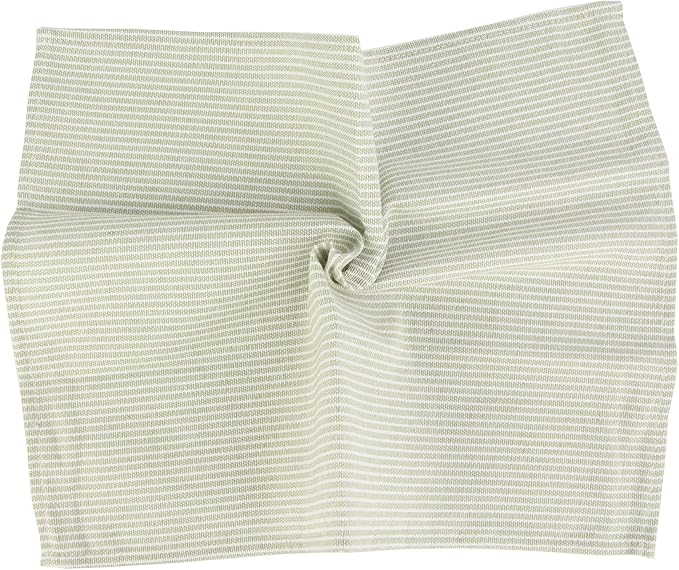 Narrow Striped Cotton Linen Blended Dinner Cloth Napkins - Set of 12 (40 x 30 cm) - for Events & Home Use (Green)