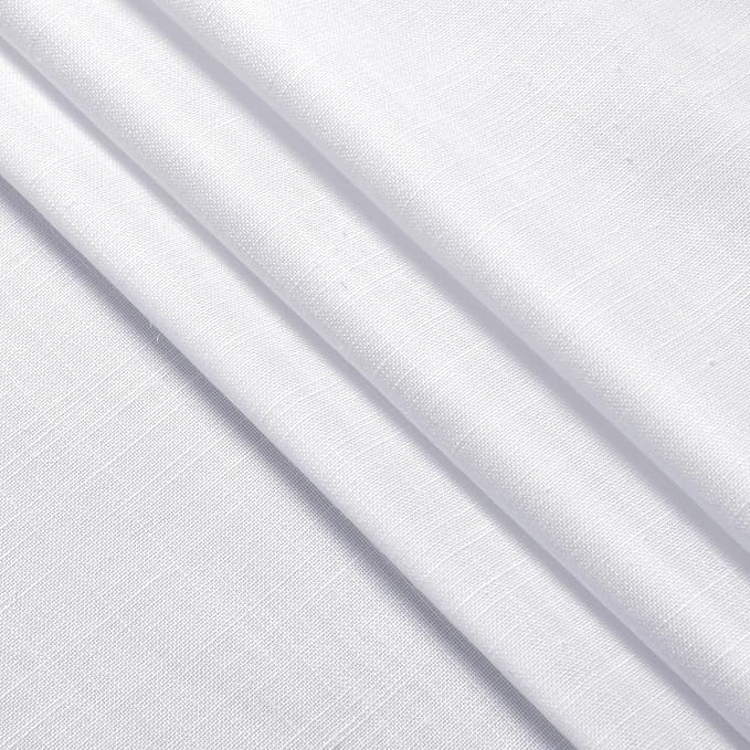Snow White Linen Curtains 63 Inch Length for Living Room Light Filtering Semi Sheer Curtain Back Tab Luxury Neutral Coastal Modern Farmhouse Decor Drapes for Bedroom Dinner Room 52x63, 2 Panels