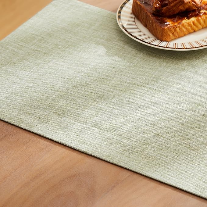 ZeeMart Rustic Cotton Linen Table Runner, 13x48 Inches Green, Farmhouse Style Sage Green Table Runners 48 Inches Long, Washable Kitchen Dining Table Decoration for Home Party Decor