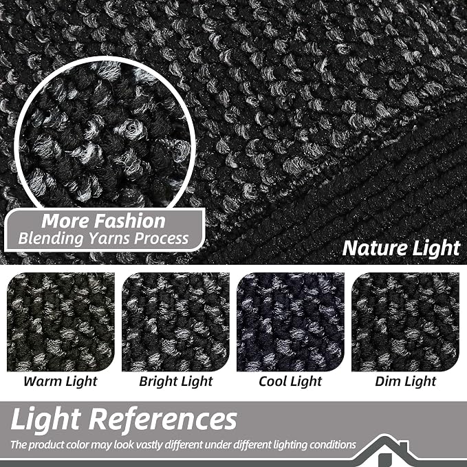 BEQHAUSE Kitchen Rugs and Mats Set of 2 Non-Slip Kitchen Mats for Floor, Absorbent and Stain Resistant Kitchen Runner, Machine Washable Rugs for Kitchen, Laundry & Sink, 20"x32"+20"x48", Black