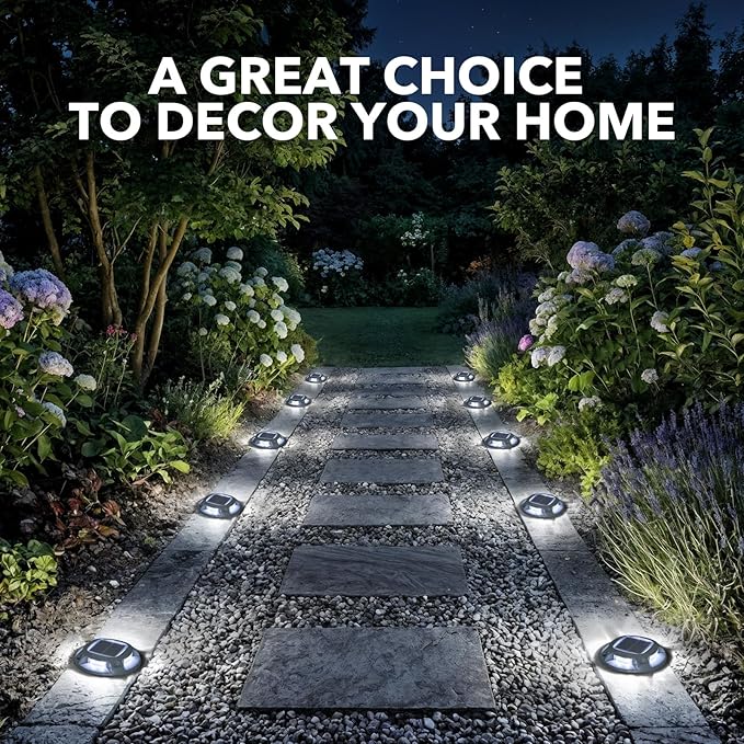AGPTEK Solar Driveway Lights Outdoor 8 Pack, 2 Color Modes LED Deck Dock Marine Waterproof Security Marker Lights for Step Sidewalk Stair Garden Pathway Walkway Yard(Blue Light/Cool White)