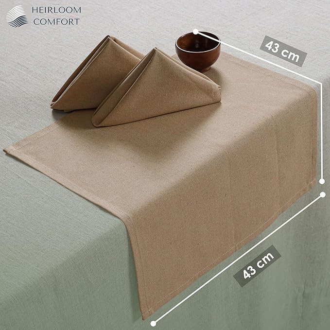 Beige Cloth Napkins 17x17 Inch - 100% Cotton, Soft, Reusable, Absorbent, Washable - 12 Pack - Ideal for Dinner, Thanksgiving, Fall, Weddings, Baby Showers, Holiday, Everyday Dining