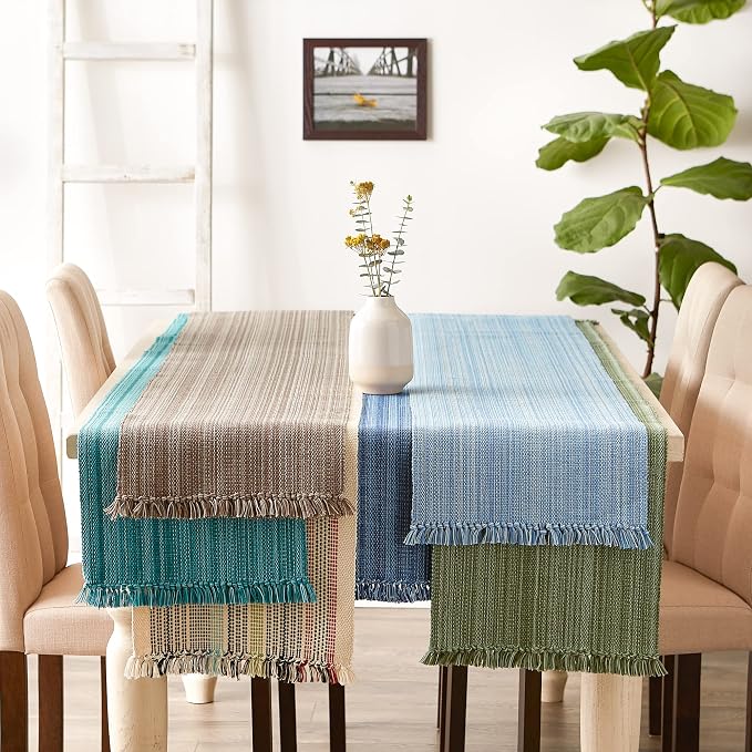 DII Variegated Tabletop Collection, Table Runner, 13x72, Mushroom