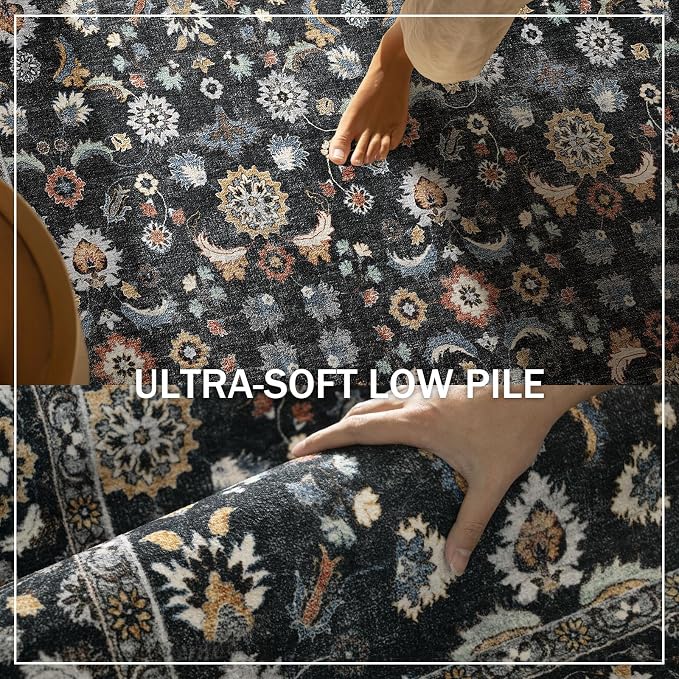 Washable Runners for Hallways Kitchen Rug: 2'x6' Runner Rugs Stain Resistant Non Slip Low Pile Boho Carpet Runners for Hallways Bedroom Entryway Indoor Beside Bathroom Laundry Room