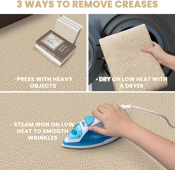 EARTHALL Washable Runner Rug 2x5 Ft Non Slip Runners for Hallways Cotton Rubber Backed Kitchen Runner Braided Indoor Floor Carpet Runners for Entryway, Hallway, Kitchen, Bedroom, Golden Beige/White
