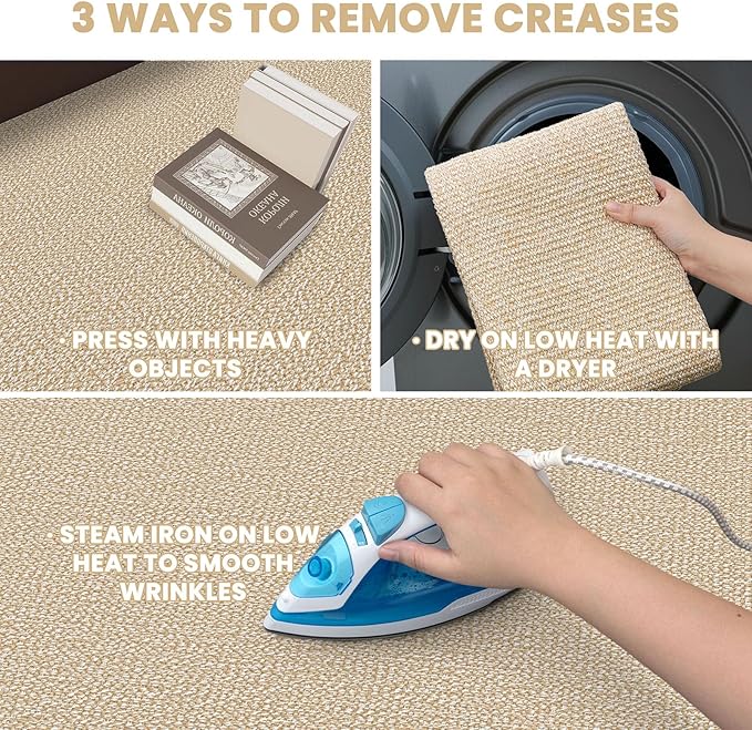 EARTHALL Washable Area Rugs 5x7 Ft Non Slip Living Room Rugs Cotton Dining Room Rug Braided Bedroom Rugs Indoor Outdoor Floor Carpet for Living Room, Bedroom, Dining Room, Golden Beige/White