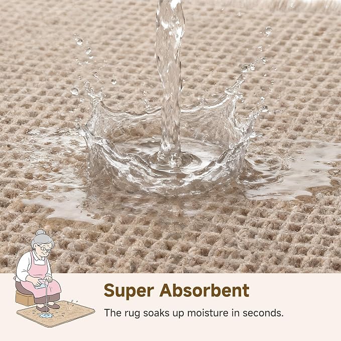 GRANNY SAYS Waffle Bathroom Runner Rugs 71" x 24" Non Slip Washable, Extra Soft & Water Absorbent Bath Mats for Bath, Tan Waffle Bath Mat for Decor, Long Bathroom Rugs Runner for Tub & Shower