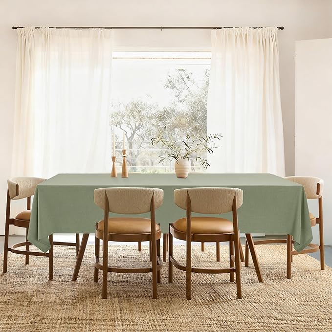 Sage Rectangle Tablecloth 55 x 72 Inch Small Light Green Linen Table Cloth Wrinkle Resistant Washable Fabric Cloth Tablecloth for Buffet 4 Ft Table Holiday Party Dinner Wedding