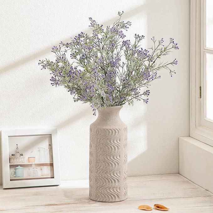 Ceramic Vases for Centerpieces - Large White Vase for Home Decor - 11 in Tall Rustic vase -Decorative Vintage Farmhouse Bud Vases for Table - Floral vases by Lyeec