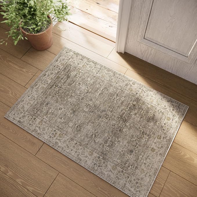 Washable Entryway Small Area Rugs: Door Mat Indoor Entrance 2x3 Boho Rug Stain Resistant Non-Slip Rubber Backing Soft Carpet for Kitchen Front Door Indoor Entrance Entry Bedroom Kids Room
